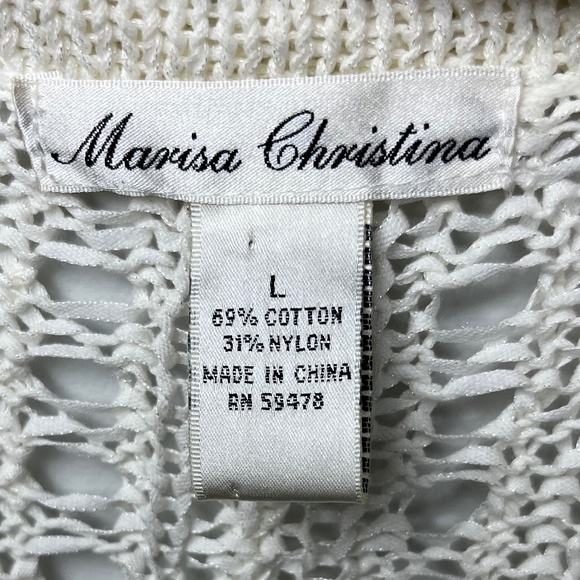 Marisa Christina Open Knit Sweater Cream Sweater Top sz L Indie Boho - Picture 2 of 15